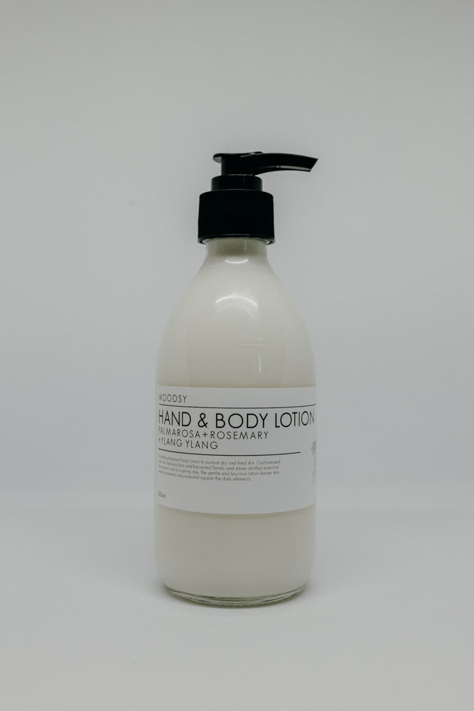 hand & body lotion - palmarosa + rosemary + ylang ylang